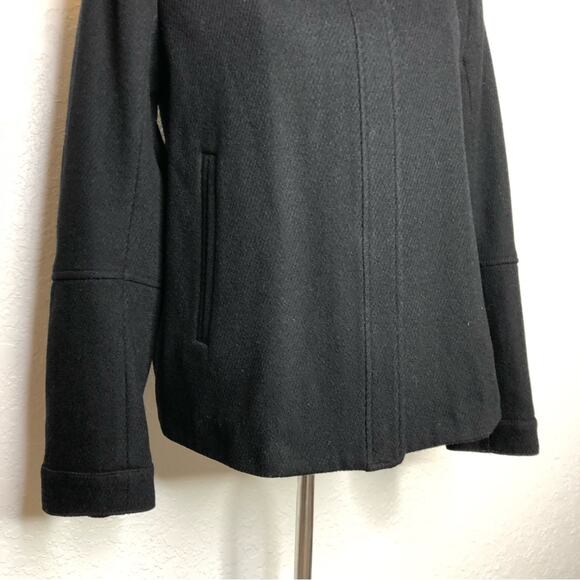 Vince black wool blend moto style full zip coat size 6 - Picture 3 of 16